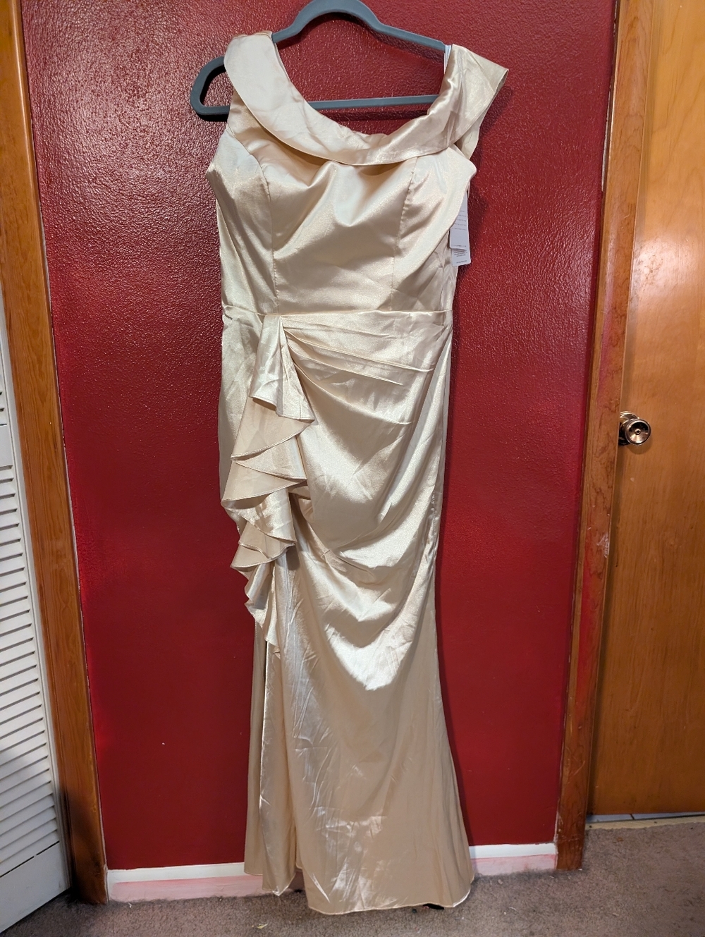 Old Hollywood Champagne One Shoulder Dress